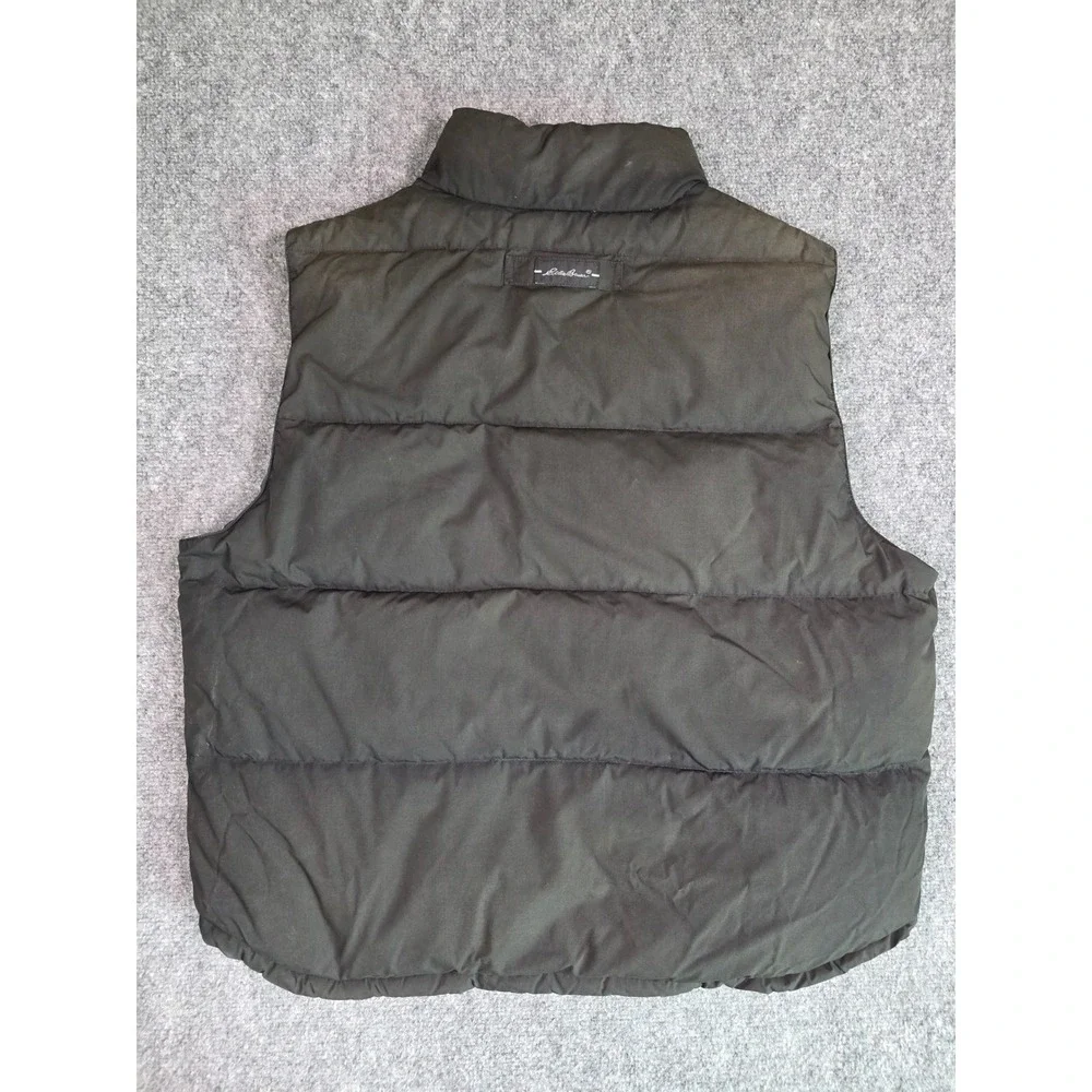 Eddie Bauer Puffer Vest Mens XL Black Plaid Reversible Quilted Full Zip Gilet